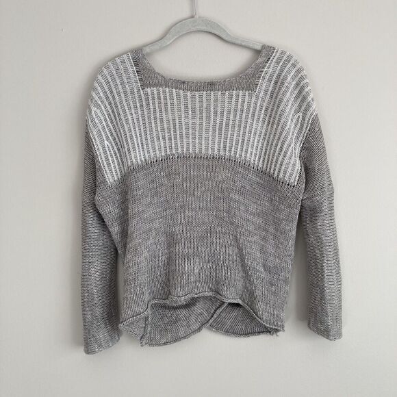 Soft Surroundings Loose Knit Wrap Front Sweater Plunging V-Neck Gray Size Small - Picture 8 of 11